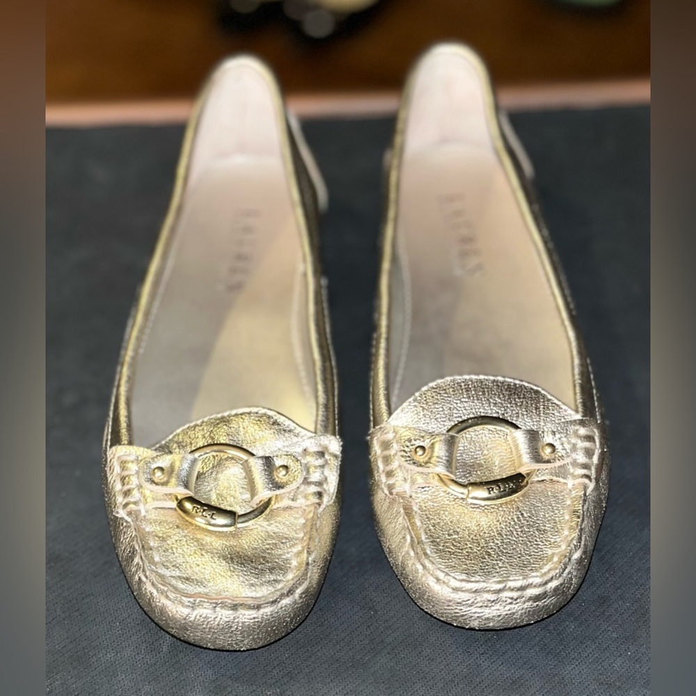 Lauren Ralph Lauren Cadence Driving Moc Flats in Metallic Gold Women’s  size 7.5